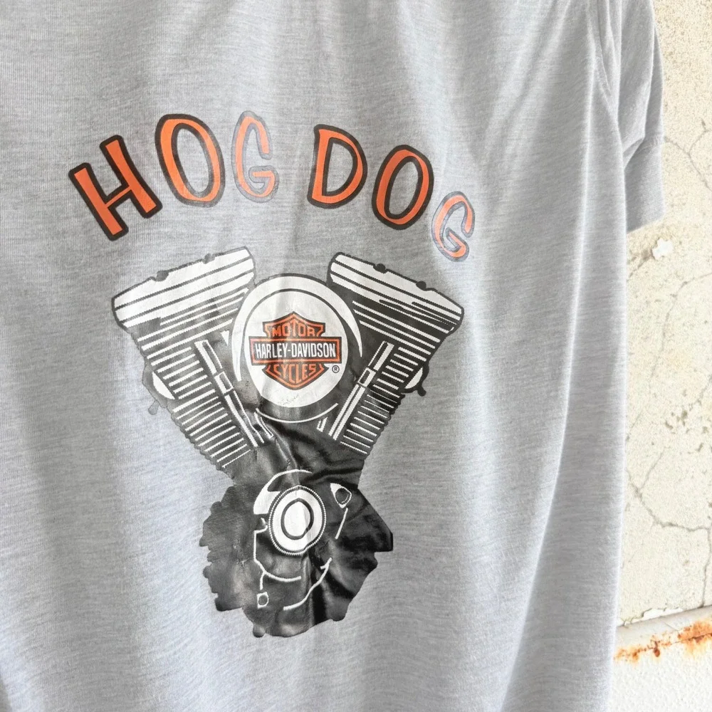 Vintage Harley Davidson Dog Shirt Hog Dog Graphic Biker Pet Apparel Grey XL Y2K